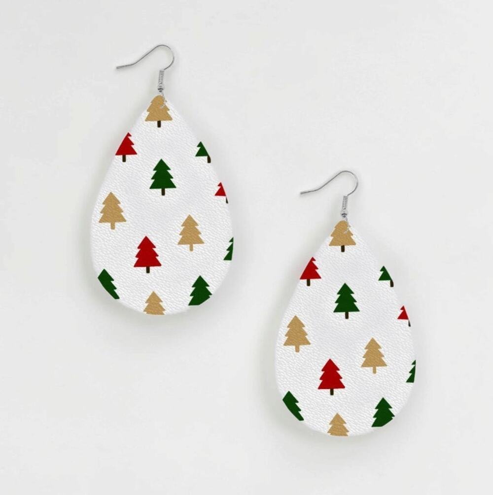 Colorful Christmas Tree Teardrop Earrings